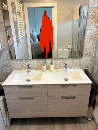 Lavabo doble de resina 120cm.NO se vende el mueble