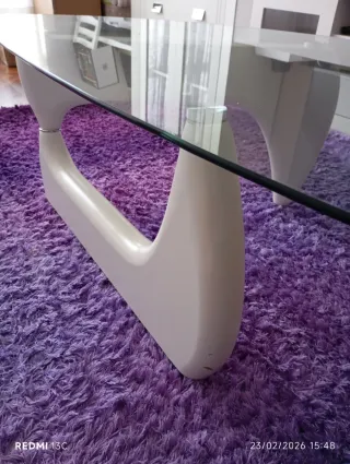 Mesa de cristal salón,blanca
