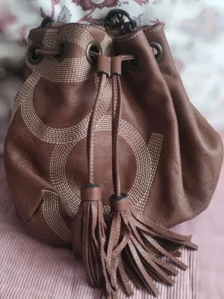 Bolso Saco Piel Purificación García Marrón