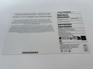 Macbook Pro 14” plata M3 512 GB 8 GB Memoria RAM.