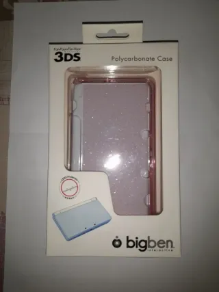Nuovo. Custodia in policarbonato 3DS rosa con glitter