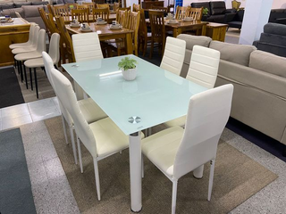 Barato mesa comedor cristal con 6 sillas
