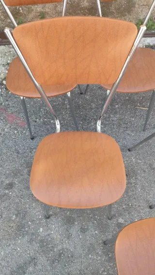 6 Sillas Estilo Mid-century Marrón y Plata