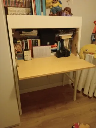 Escritorio madera y metal blanco