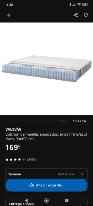 Colchón Ikea Valevag 90x190cm