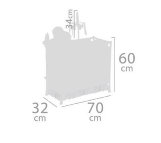 Cuna con cambiador, ropa + accesorios