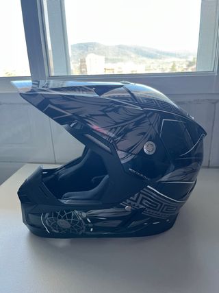 Casco Moto Enduro/Motocross Negro y Plata