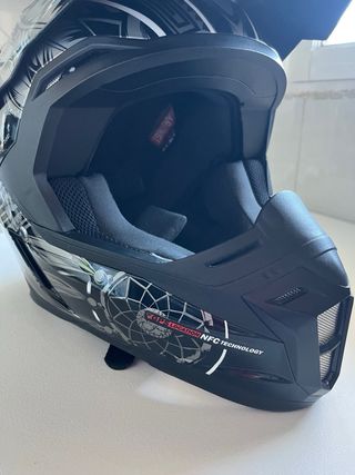 Casco Moto Enduro/Motocross Negro y Plata