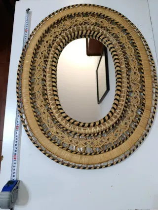 Espejo Ovalado Antiguo Mimbre