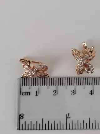 Pendientes ojas oro rosa y blanco