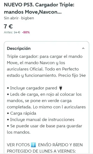 NUEVO.Cargador PS3 Triple + Fundas mandos Move PS3