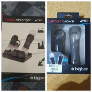 NUEVO.Cargador PS3 Triple + Fundas mandos Move PS3