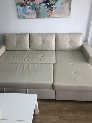 URGE VENDER PACK Sofá cama beige + mesa elevable