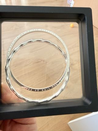 Pulsera de plata estilo bambú