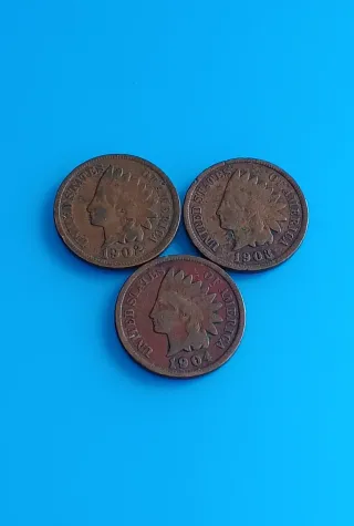 1 Centavo Indio USA x3 1902-03-04
