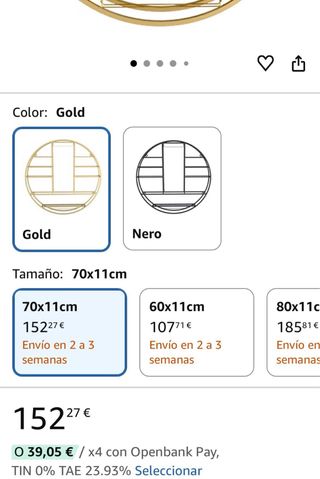 NUEVO Botellero de pared dorado