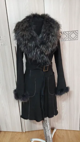 Giacca in pelle dd coniglio con pelliccia bella