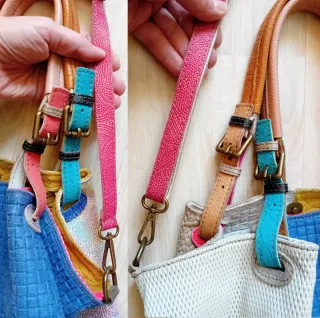 Borsa a spalla in pelle patchwork