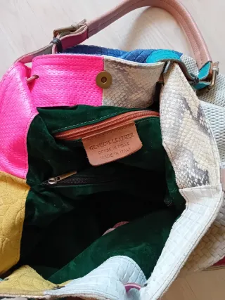 Borsa a spalla in pelle patchwork