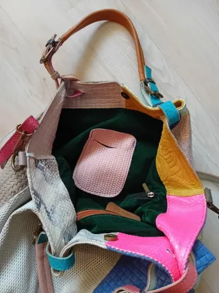 Borsa a spalla in pelle patchwork