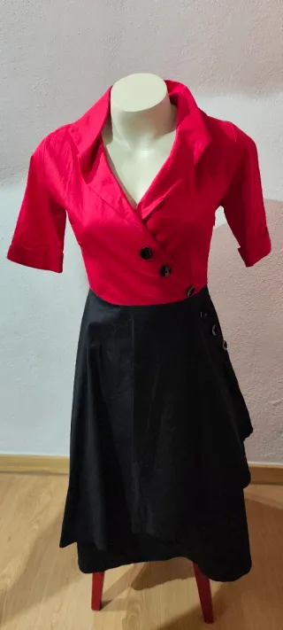 Vestido vintage rojo y negro