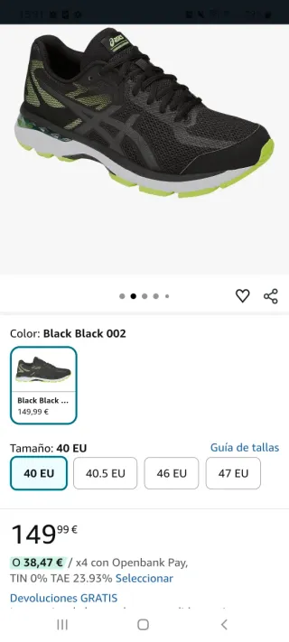 Zapatillas Asics Gel Glyde 2 Negras Naranja