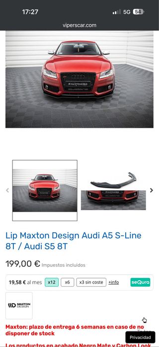 Lip Maxton Design Audi A5 nuevo sin usar