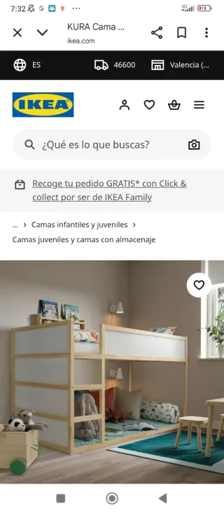 Cama reversible Kura madera blanca