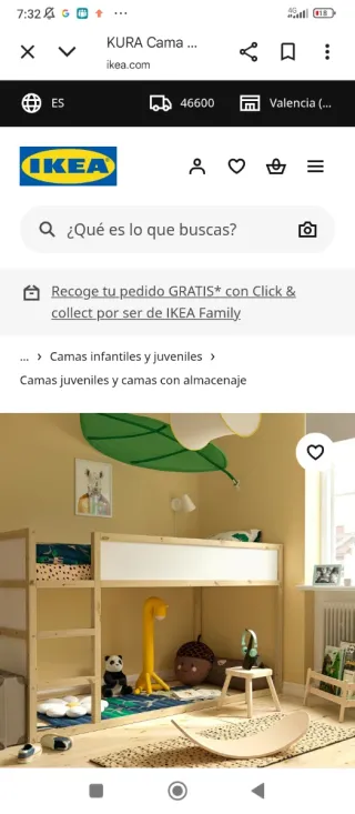 Cama reversible Kura madera blanca