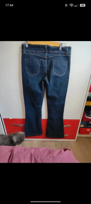 Pantalón campana mujer azul