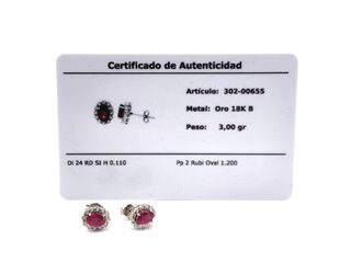 G114672-0 Pendientes Oro 18k Rubi y Diamante