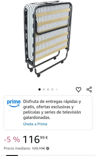 Cama plegable 80 x 190 cm