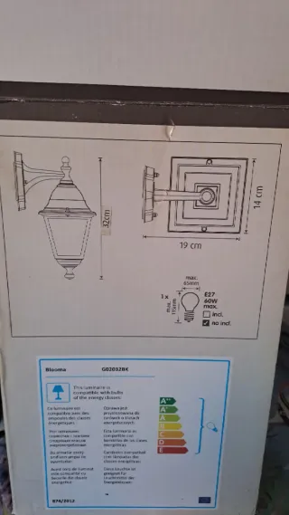 Farol de pared Blooma cristal y metal