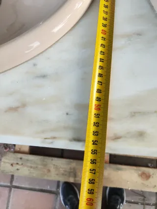 Mueble de baño retro madera y mármol