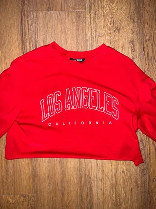Camiseta Crop Top Roja Los Angeles Talla XS
