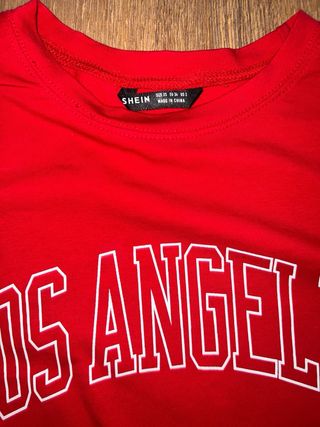 Camiseta Crop Top Roja Los Angeles Talla XS