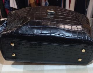 Bolso Uterqüe Piel Cocodrilo Negro