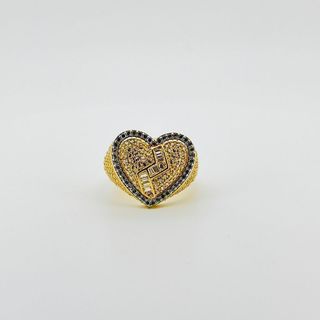 ANILLO CORAZON CON CIRCONITAS. Oro 18k.