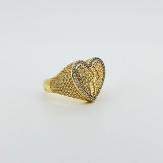 ANILLO CORAZON CON CIRCONITAS. Oro 18k.