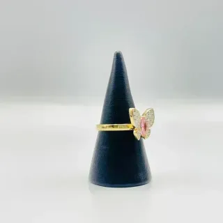 ANILLO MARIPOSA PEQUEÑA ROSA. Oro 18k.