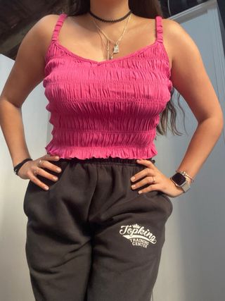 Top rosa fucsia con tirantes - Talla S