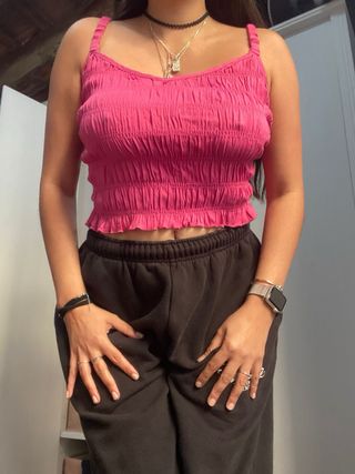 Top rosa fucsia con tirantes - Talla S