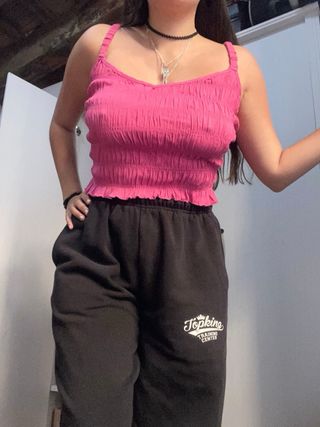 Top rosa fucsia con tirantes - Talla S