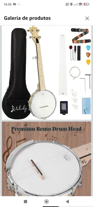 Mulucky B805 Banjo Mini 5 Cordas 66cm Novo Sem Uso