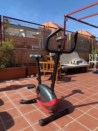 Bicicleta Estática Gris y Roja