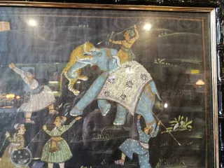 DIBUJO EN SEDA ORIENTAL CON MARCO BAMBÚ LACADO