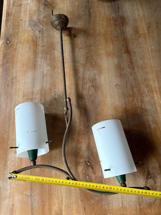 Lampada Vintage con 2 paralumi in vetro opalino