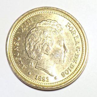 Réplica moneda Alfonso XIII 1892 Baño Oro 24kt