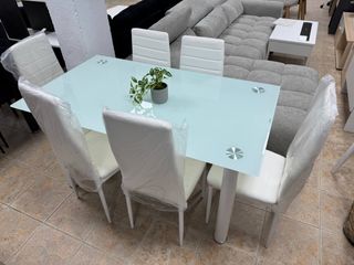 Juego de Comedor Blanco 6 Sillas ¡NUEVO en Caja!
