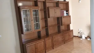 Mueble salón modular vintage madera y cristal